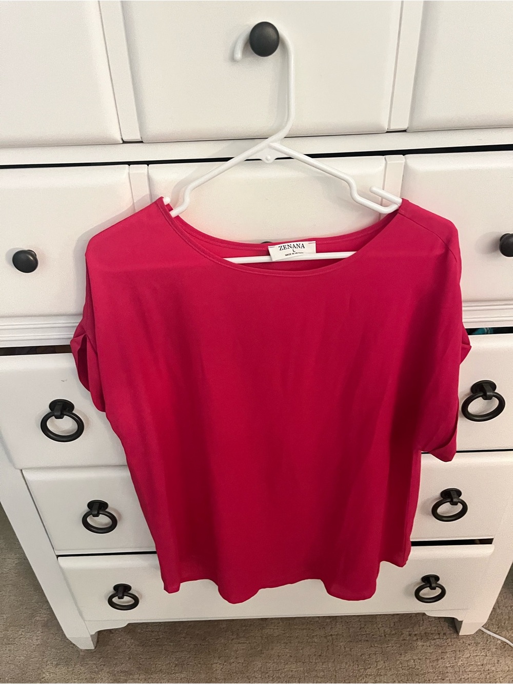 Zenana Outfitters Short Sleeve Crewneck Top - Bright Pink